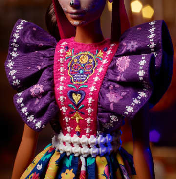 Barbie 2022 Día De Muertos Doll in Ruffled Dress And Calavera Face Paint - Image 4 of 6