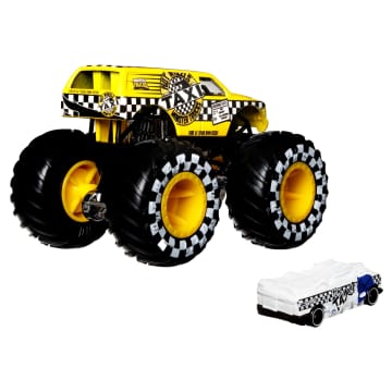 Hot Wheels Monster Trucks Veículo de Brinquedo Taxi Die Cast Blind Sided Taxi Crushed - Image 4 of 6