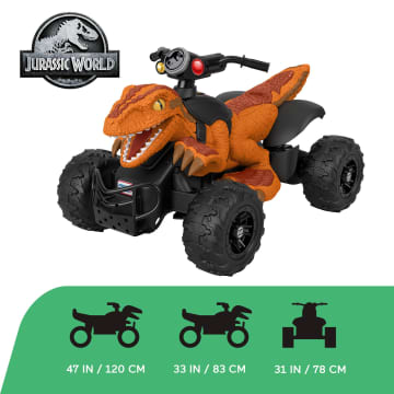 Power Wheels Jurassic World Dino Racer Battery Powered Ride On ATV Dinosaur Toy Orange