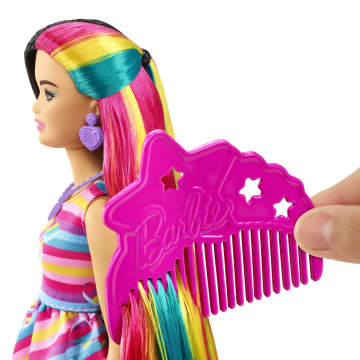 Barbie Totally Hair Boneca Vestido Listrado Colorido - Image 3 of 6