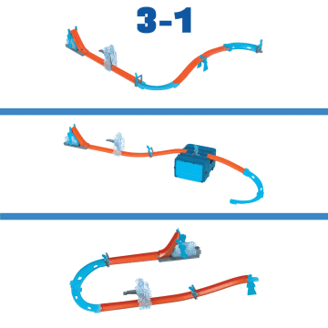 Hot Wheels Track Set, Blue Deluxe Track Builder Pack With Wind theme And 1 Hot Wheels Car - Imagem 3 de 6