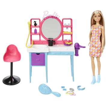 Barbie Doll And Hair Salon Playset, Color-Change Hair - Image 1 of 6