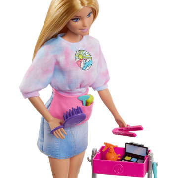Barbie Malibu Coffret de Jeu Poupée Coiffeuse et 14 Accessoires - Imagem 3 de 6