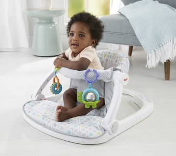 Fisher-Price Sit-Me-Up Floor Seat Portable Baby Chair With Toys, Honeydew Drop - Image 3 of 6