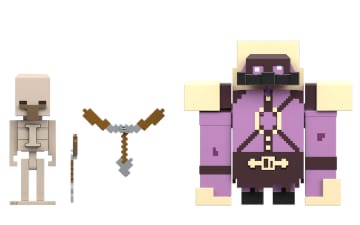 Minecraft Legends Figura de Brinquedo Pacote Fidget Porco-Tatu vs Esqueleto de 3.25