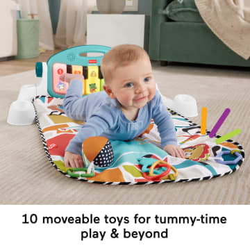 Fisher-Price Glow And Grow Kick & Play Piano Gym Baby Playmat With Musical Learning Toy, Blue - Image 3 of 6