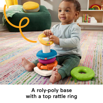 Fisher Price Sensory Rock A Stack Roly Poly Stacking Toy with Fine Motor Activities for Babies Mattel