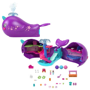 Polly Pocket Sparkle Cove Adventure Narwhal Adventurer Boat Playset With 2 Micro Dolls & 13 Accessories - Imagen 1 de 6