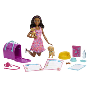 Barbie-Nouvelle Adoption-Coffret Poupée, 2 Chiots, Changement Couleur - Image 1 of 6