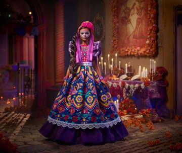Barbie 2022 Día De Muertos Doll in Ruffled Dress And Calavera Face Paint - Image 2 of 6