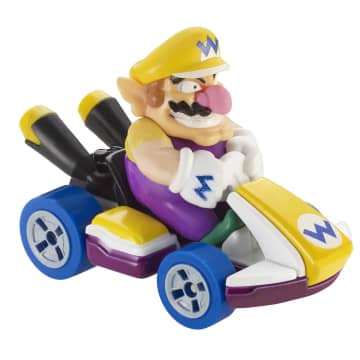 Hot Wheels Mario Kart Veículo de Brinquedo Kart Padrão Wario - Image 3 of 6