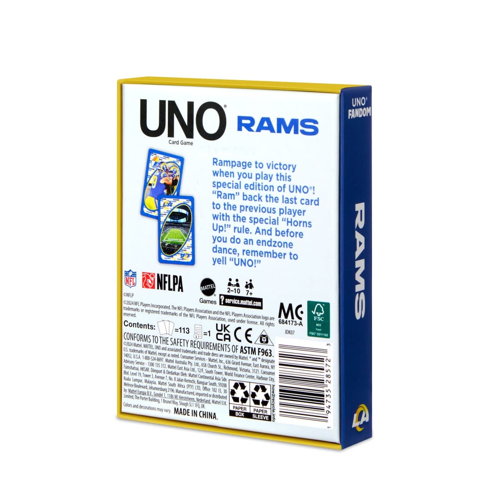 UNO Fandom NFL Los Angeles Rams Game Deck | Mattel Creations