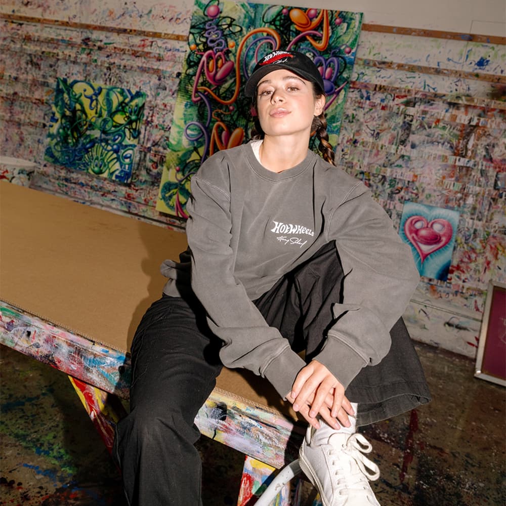 Hot Wheels x Kenny Scharf Black Embroidered Sweatshirt | Mattel
