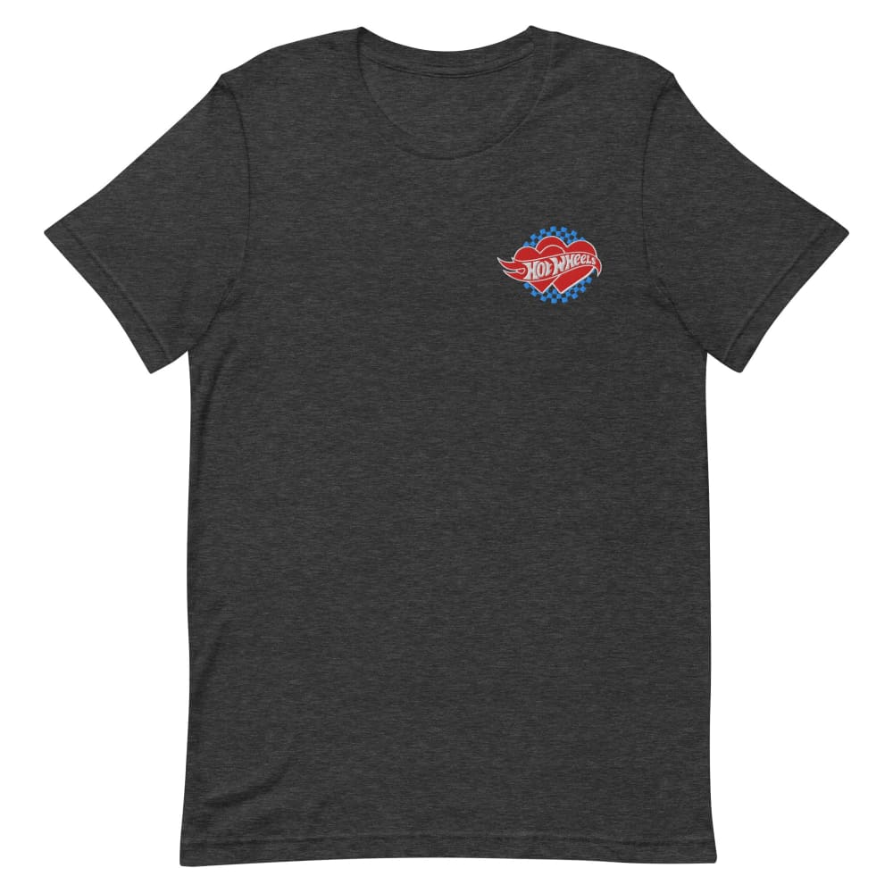 Hot Wheels Embroidered Checkered Hearts T-Shirt | Mattel Creations