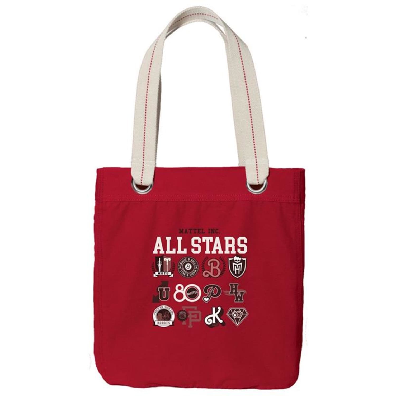 Mattel 80th Toymakers Logos Red Tote Bag | Mattel Creations