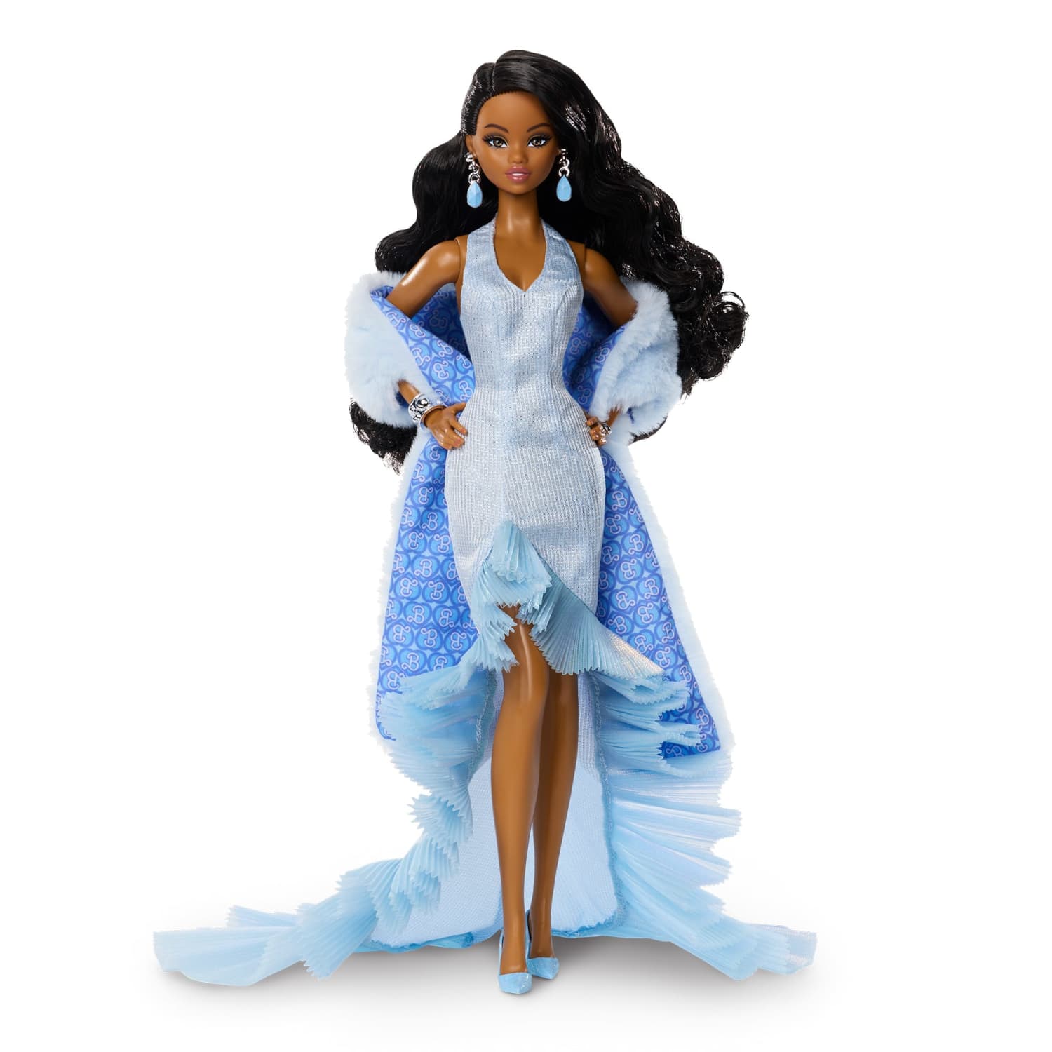 barbie blue dress Icollect 1 PCS Embroidery Wedding Party Gown Dresses & Clothes for Doll- : Toys & Games as more chiffon cascades down her back into a glamorous train Free Shipping! Barbie Fashion Model