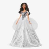 2021 Holiday Barbie Doll, Brunette Curly Hair