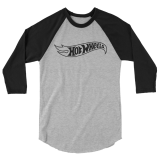 Hot Wheels Outline Logo 3/4 Sleeve Grey and Black Raglan Shirt