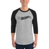 Hot Wheels Outline Logo 3/4 Sleeve Grey and Black Raglan Shirt