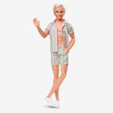 Ken Doll Wearing Pastel Striped Beach Matching Set – Barbie The Movie