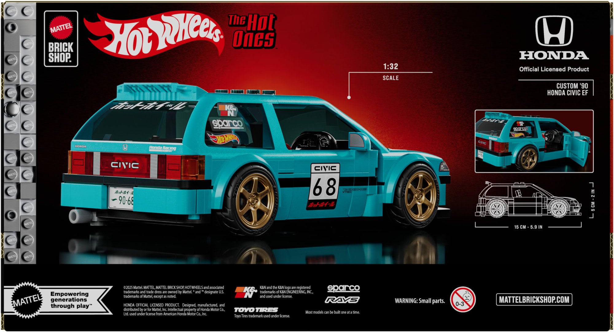 Mattel Brick Shop Hot Wheels Custom ’90 Honda Civic EF Bauset