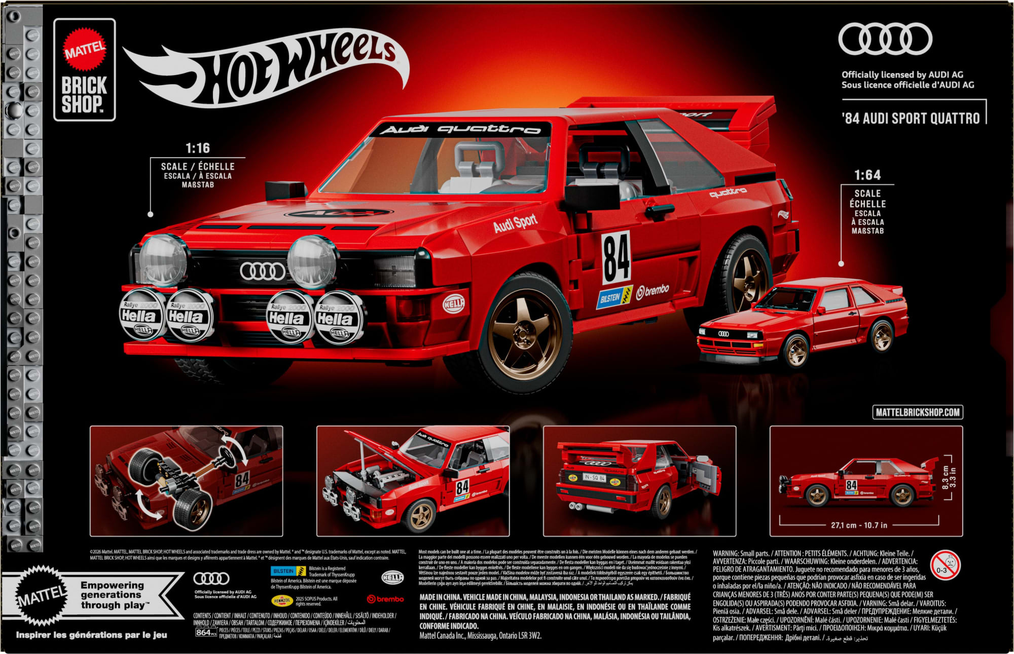 Mattel Brick Shop Hot Wheels '84 Audi Sport quattro Building Set