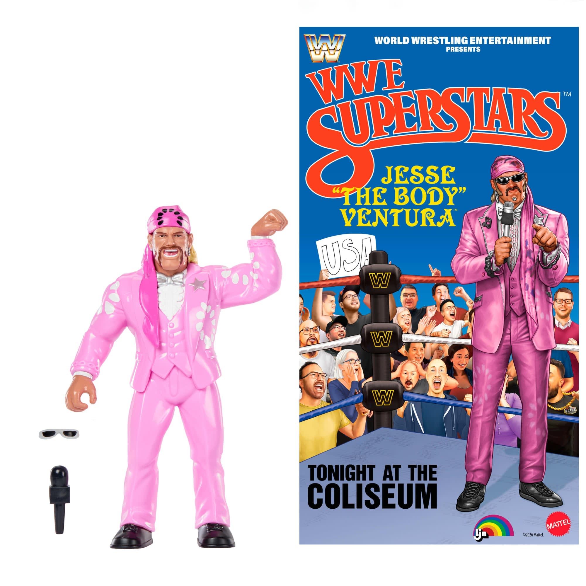 LJN WWE Superstars Jesse “The Body” Ventura Action Figure & Poster