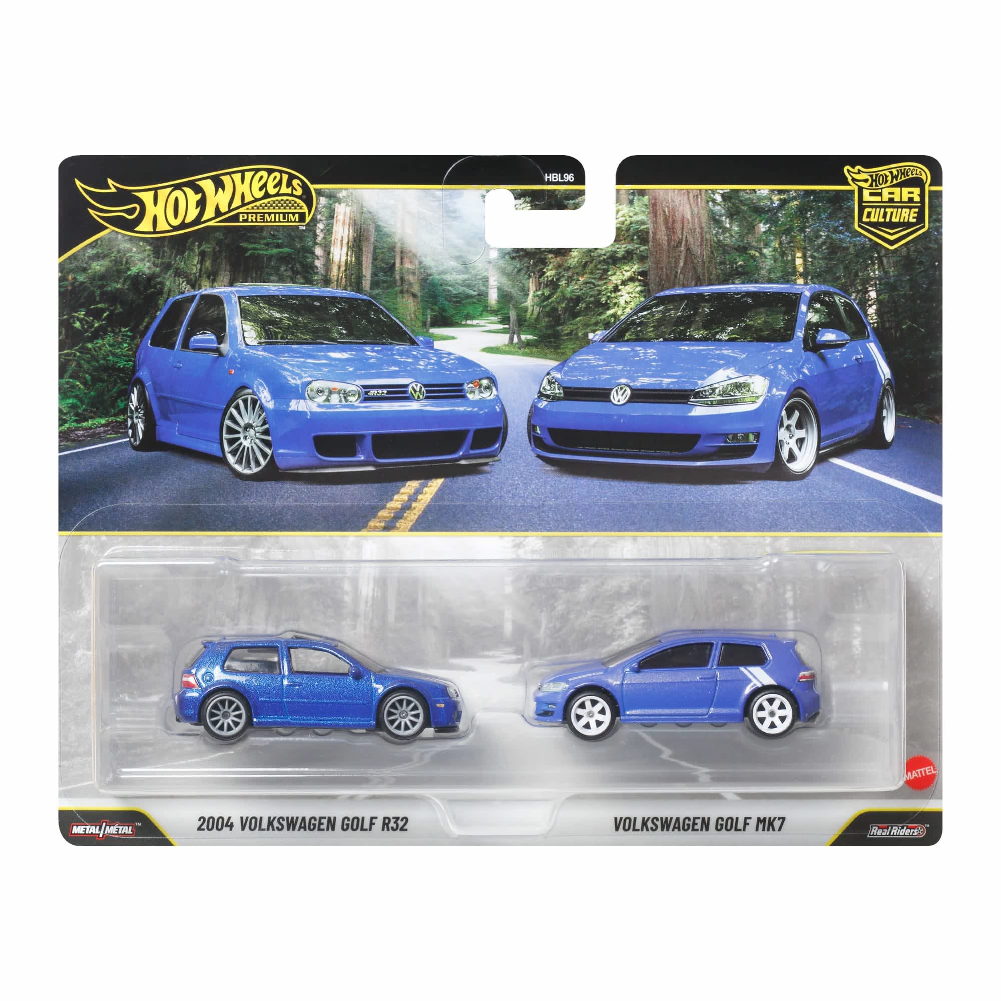 Hot Wheels Premium Car Culture 2-Pack 2004 Volkswagen Gold R32 & Volkswagen Golf MK7