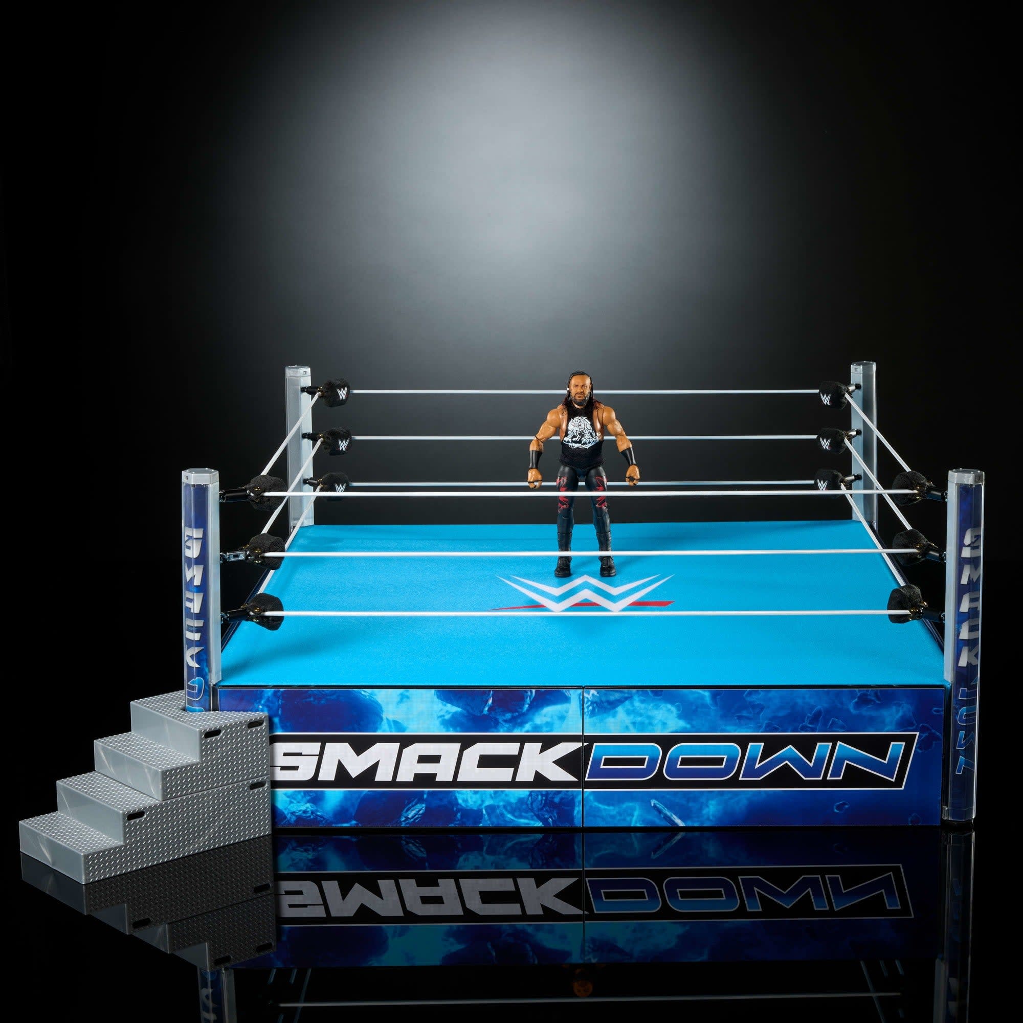WWE Smack Down Wrestling Ring and WWE Ultimate Edition Jacob Fatu Figure