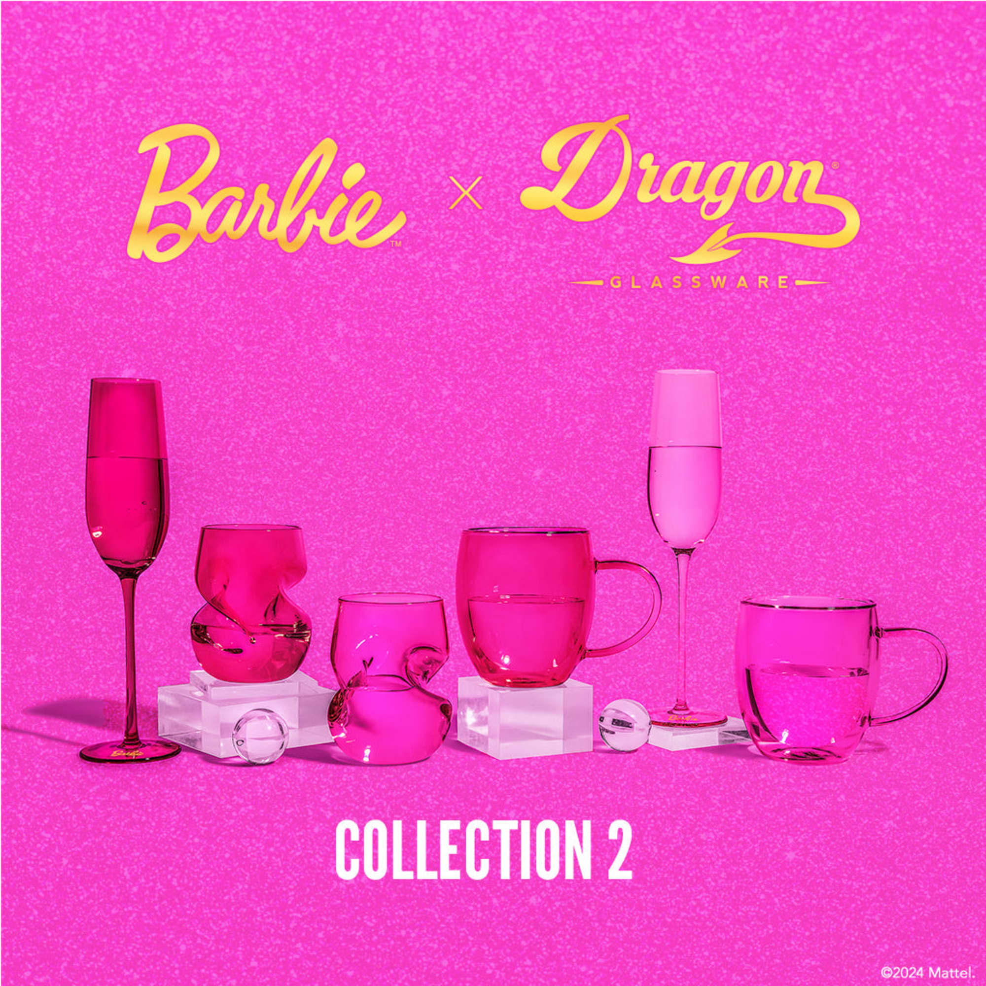 Barbie™ X Dragon Glassware® Stemless Wine Glasses