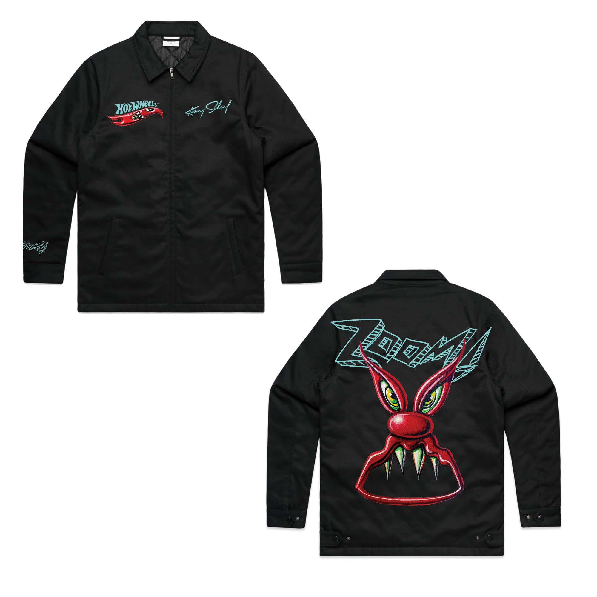 Hot Wheels x Kenny Scharf Black Embroidered Zip Front Jacket