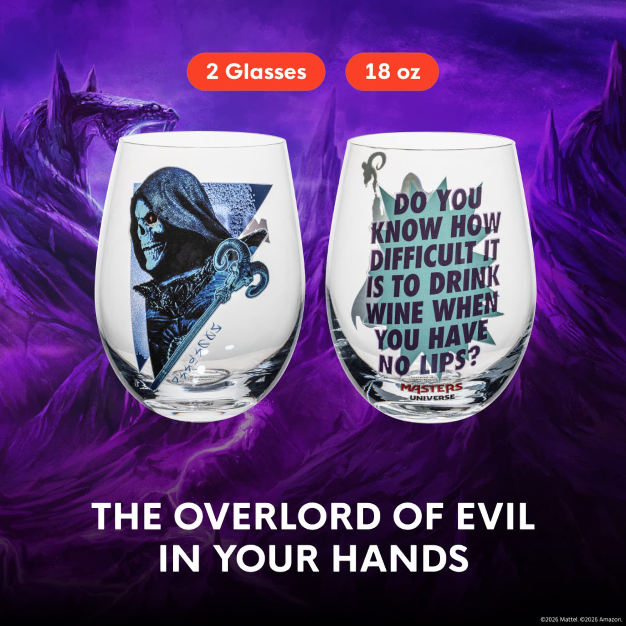 Masters of the Universe™ 2026 Movie Skeletor™ Stemless Glasses (Mattel Creations)
