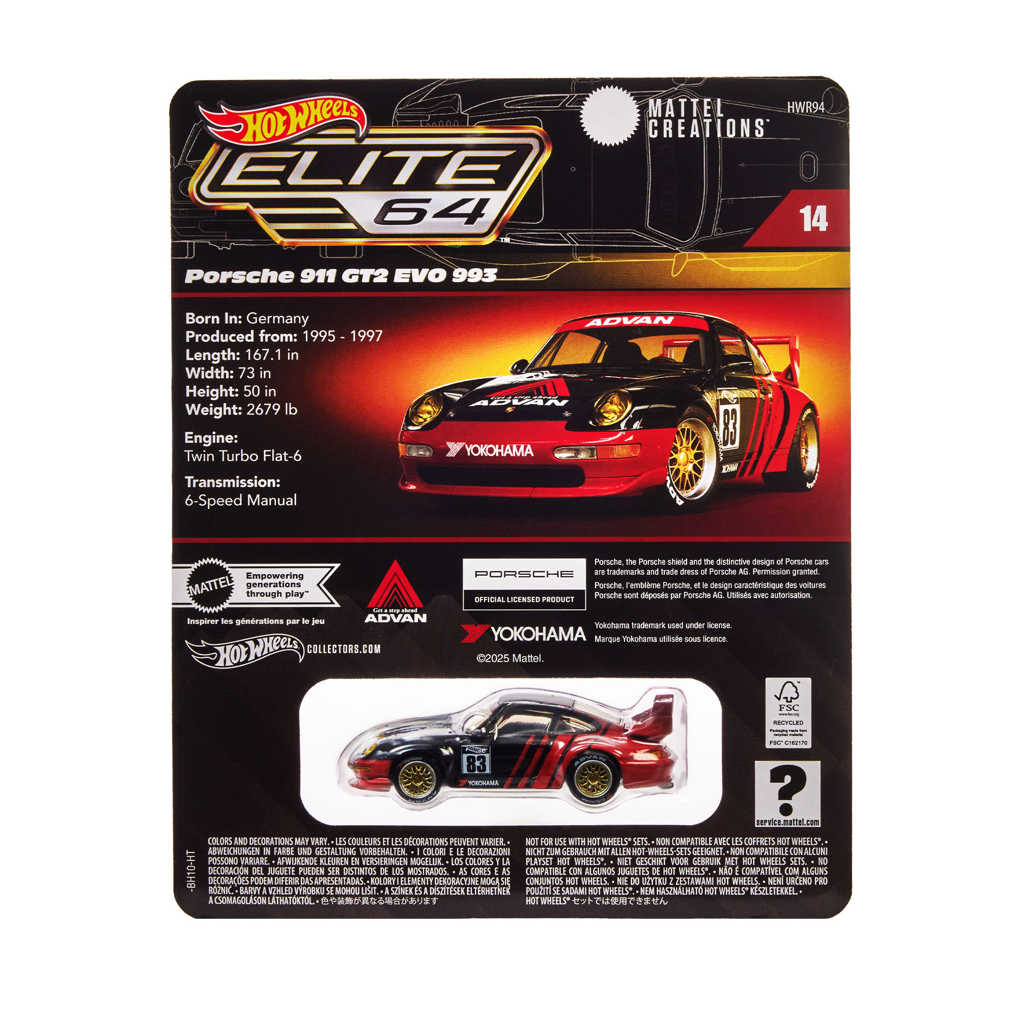 Hot Wheels Elite 64 Porsche 911 GT2 EVO 993