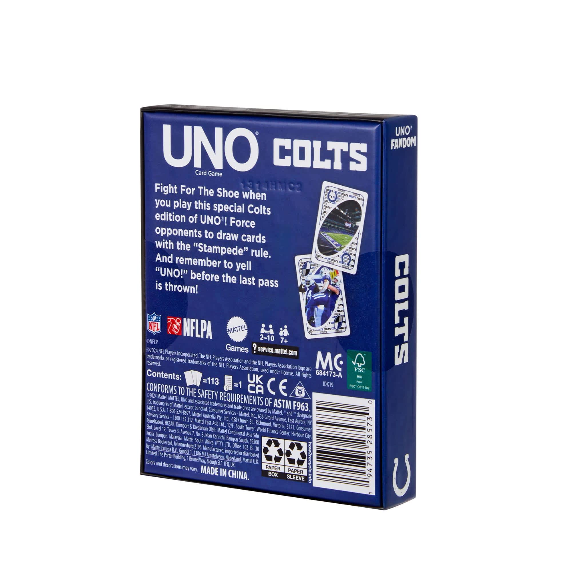 UNO Fandom NFL Indianapolis Colts Game Deck