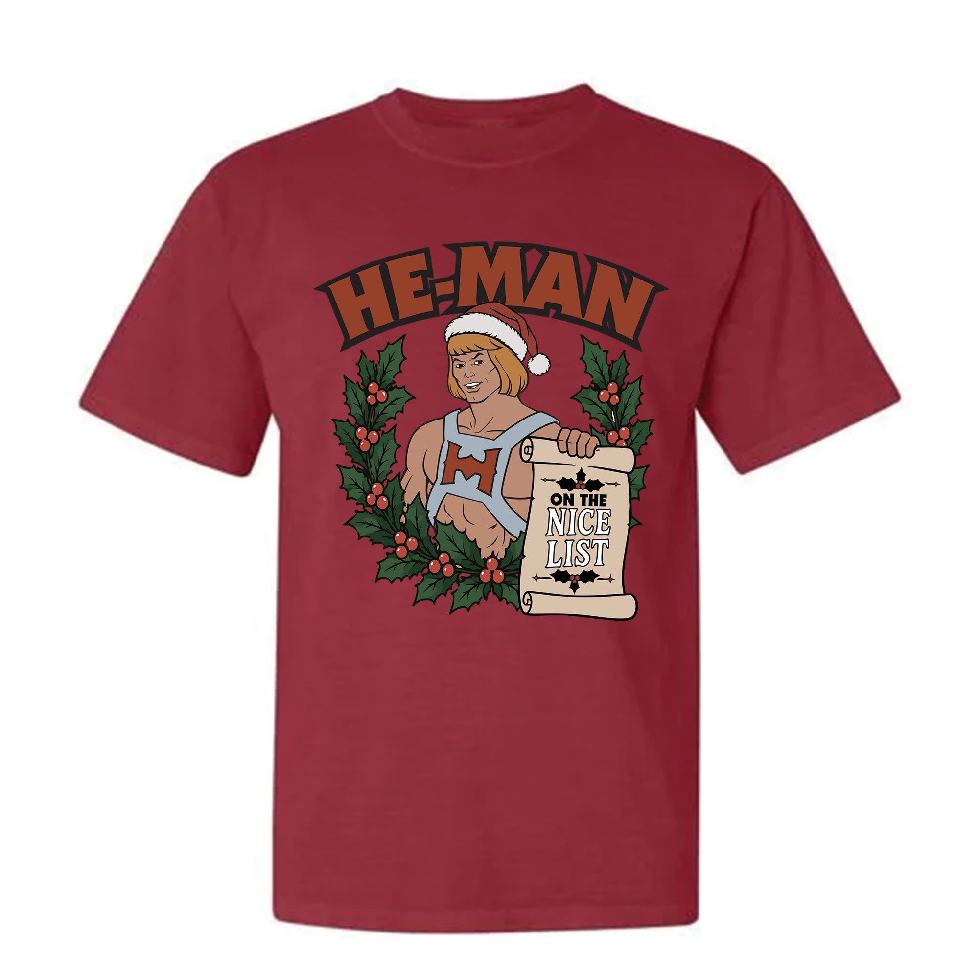 Masters of the Universe He Man Nice List Red T-shirt