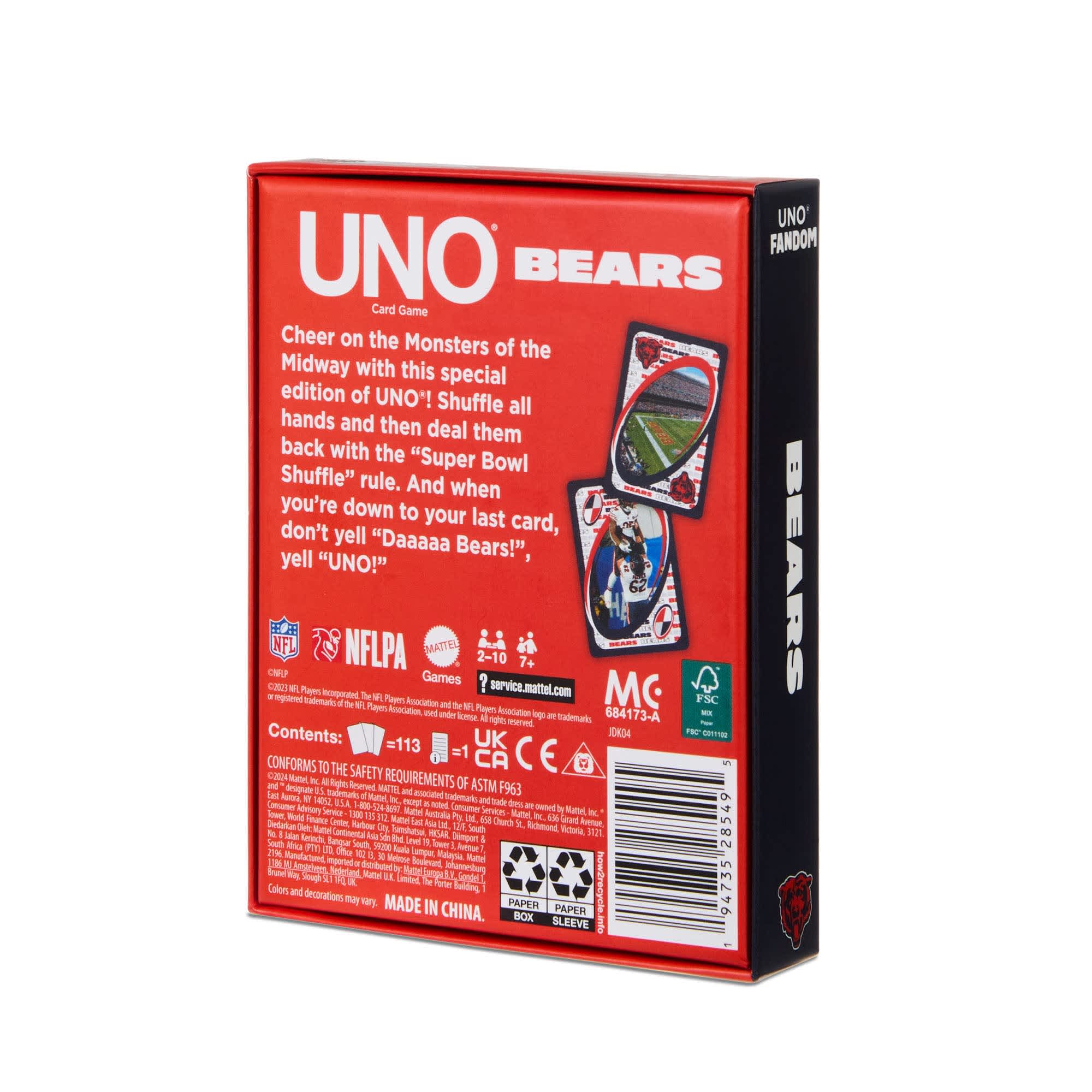 UNO Fandom NFL Chicago Bears Game Deck