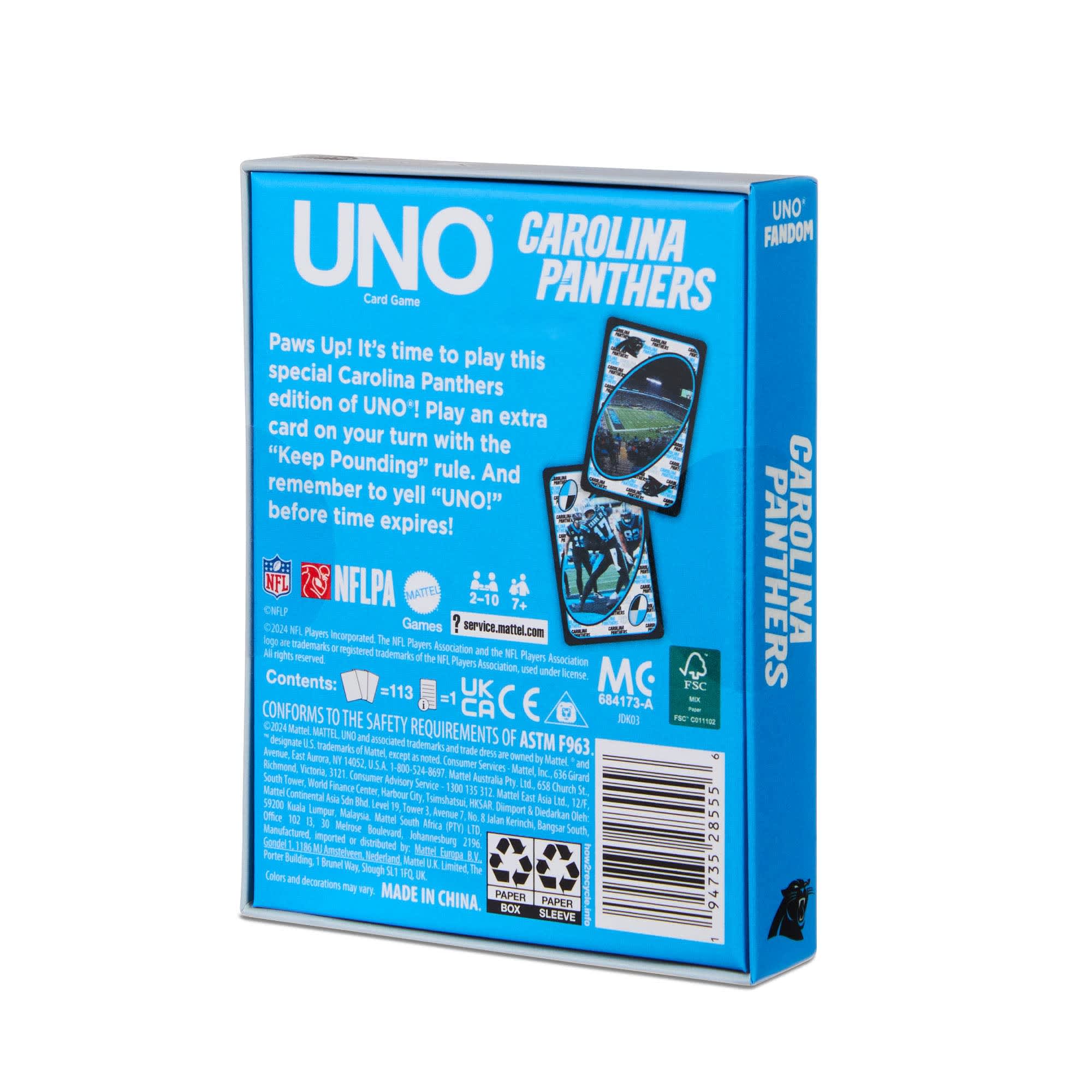 UNO Fandom NFL Carolina Panthers Game Deck
