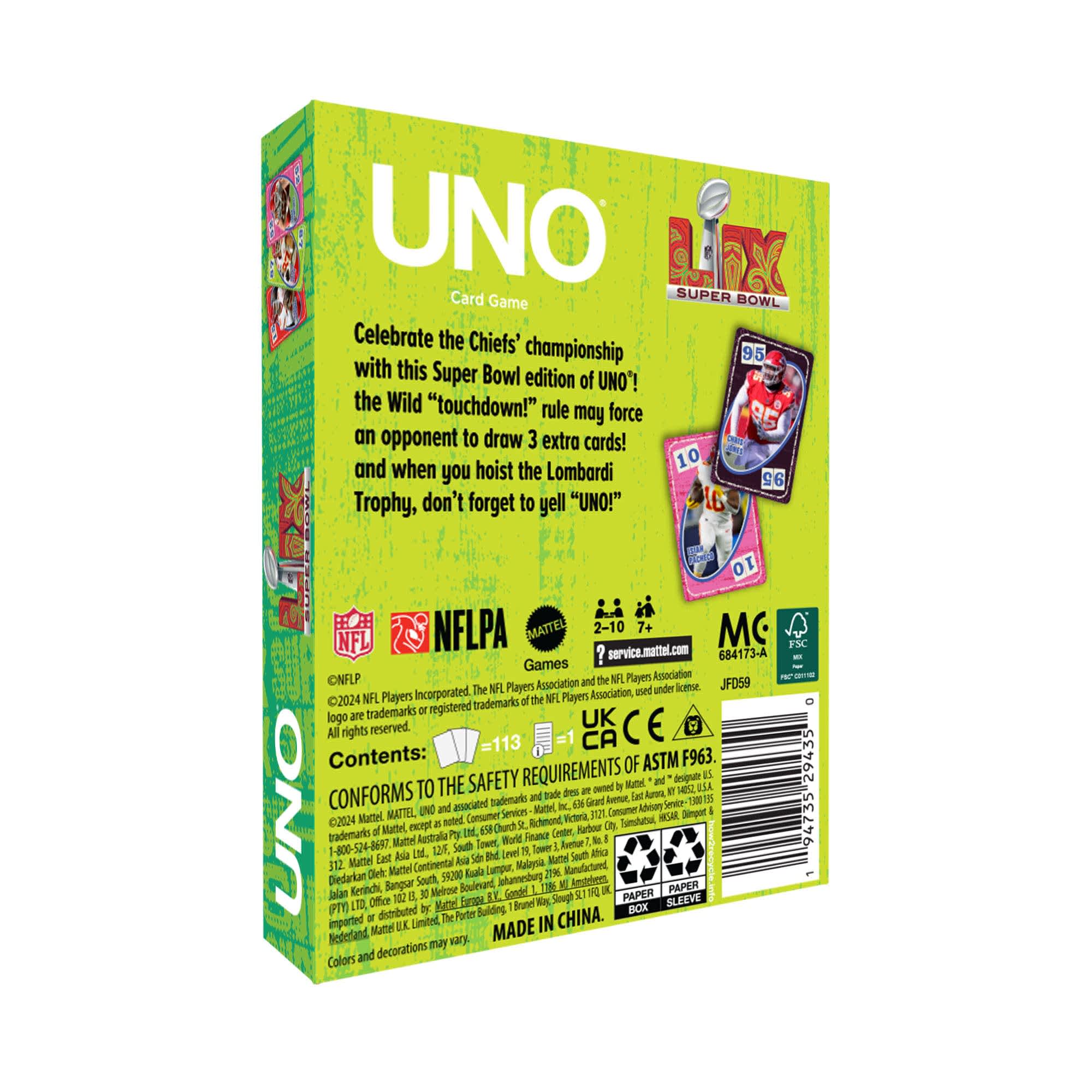 UNO Fandom x Super Bowl LIX Chiefs Card Game