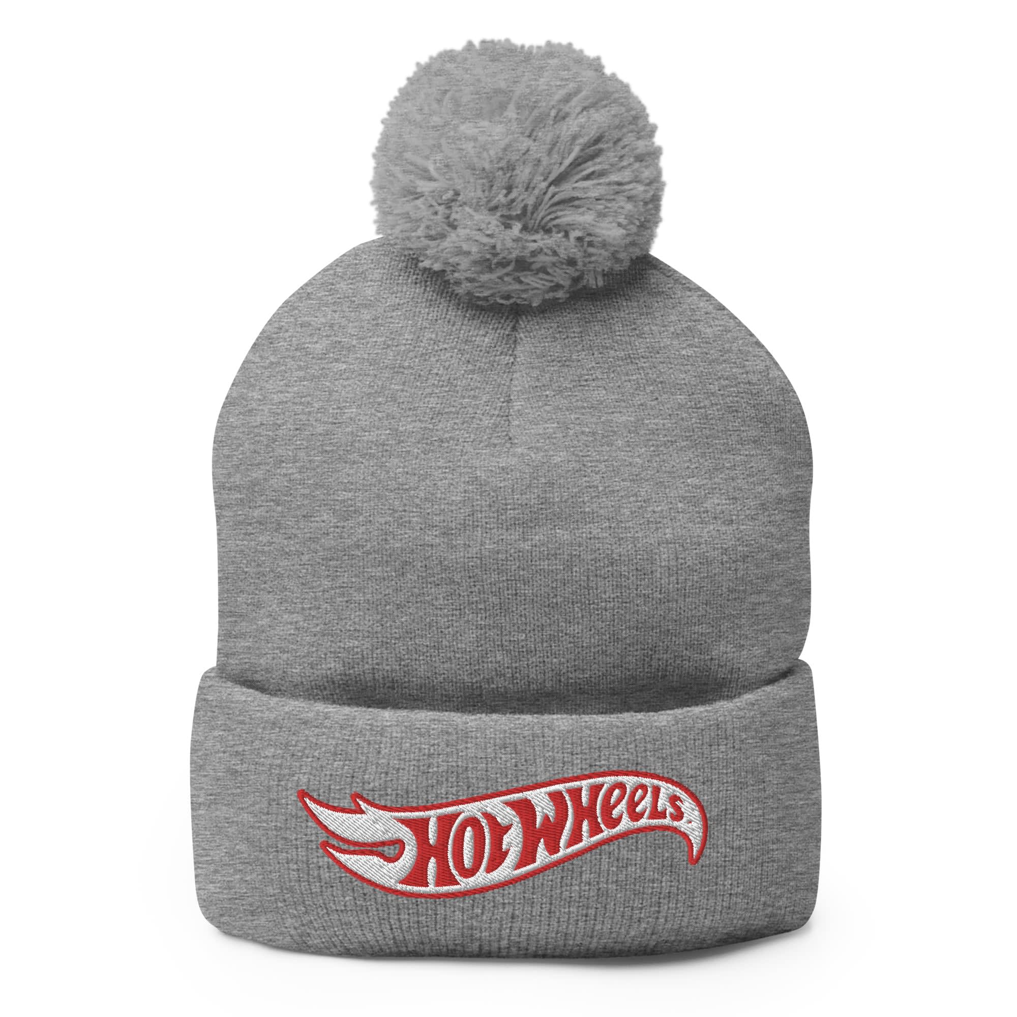 Hot Wheels Grey Pom Pom Beanie