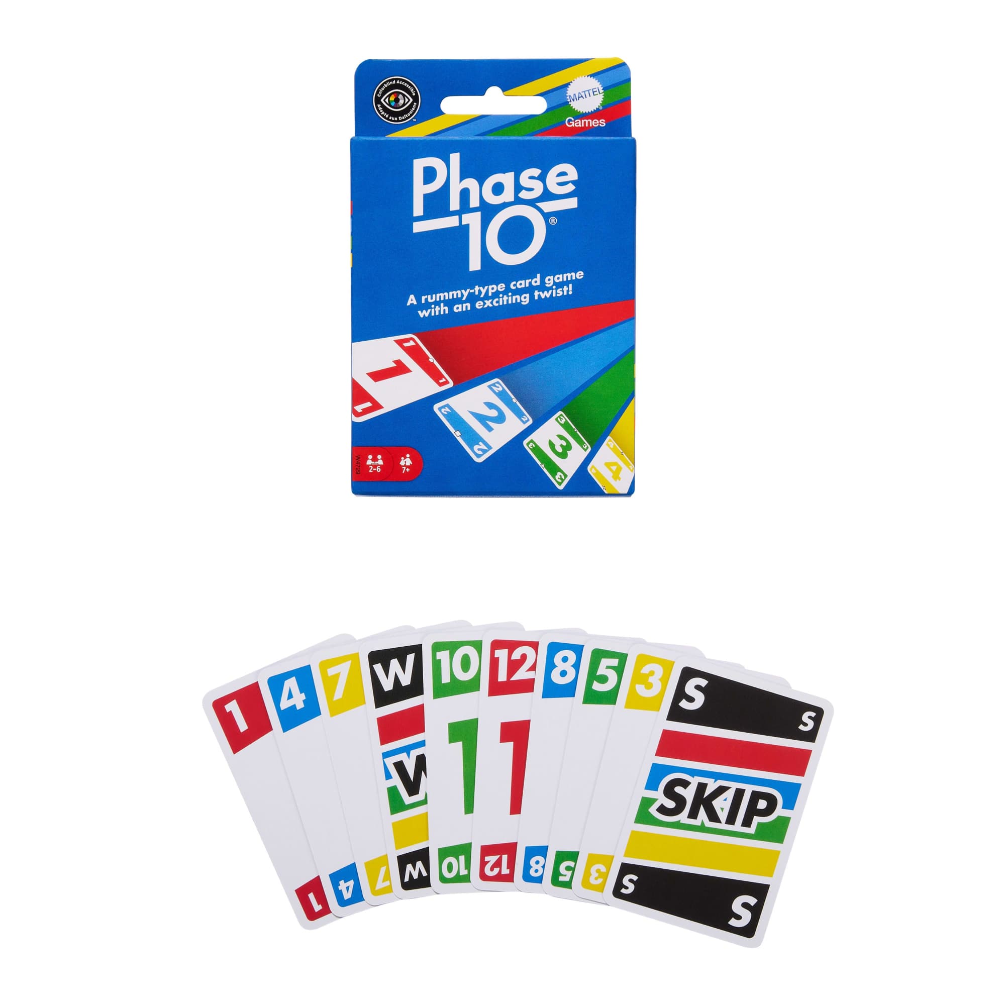 Phase 10 Card Game with Color Blind Accessible Deck
