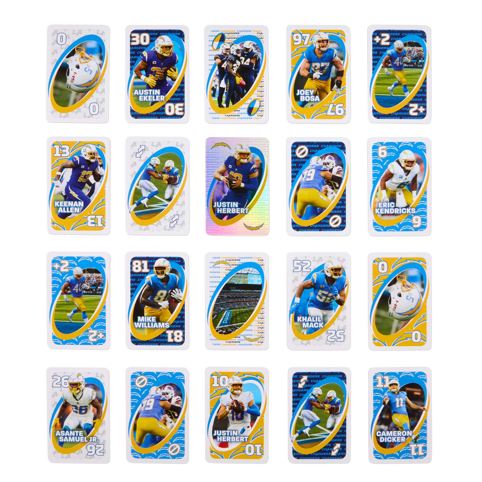 UNO Fandom NFL Los Angeles Chargers Game Deck