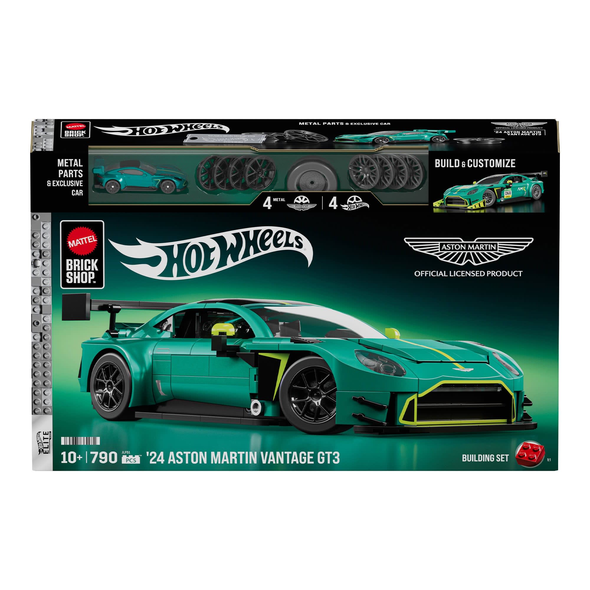 Mattel Brick Shop Hot Wheels Aston Martin Vantage GT3 2024, Set De 793 Piezas A Escala 1:16 Con Coches Metálicos Y Pegatinas Kit De Bloques Con Dirección Funcional Mattel Brick Shop Hot Wheels Aston Martin Vantage GT3 2024, Set De 793 Piezas A Escala 1:16 Con Coches Metálicos Y Pegatinas Kit De Bloques Con Dirección Funcional