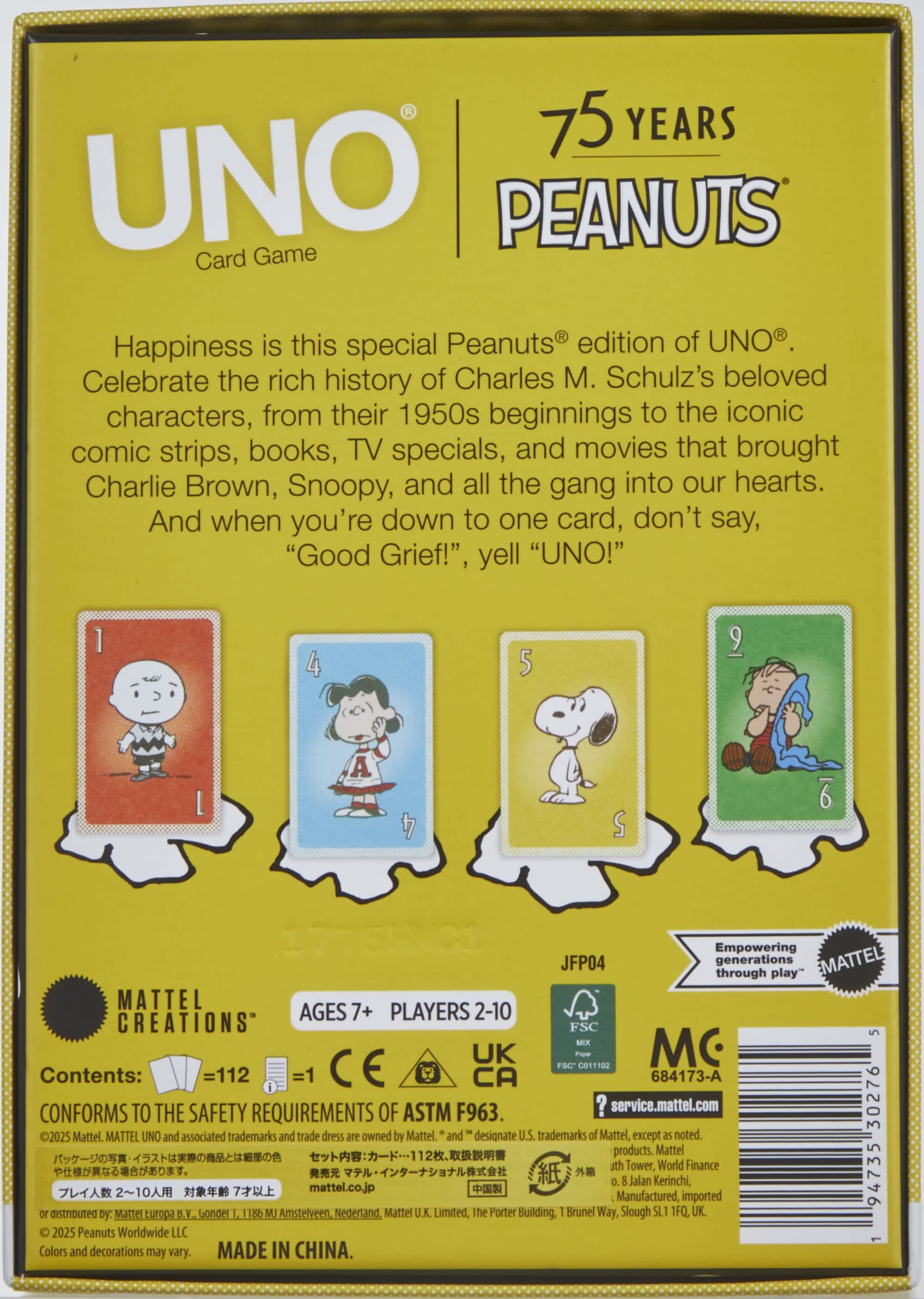 UNO Canvas Peanuts Card Deck