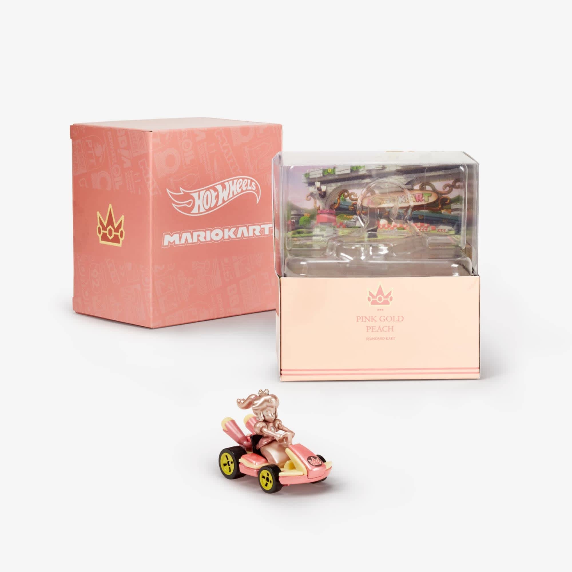 Hot Wheels Mario Kart Pink Gold Peach Collectible Vehicle
