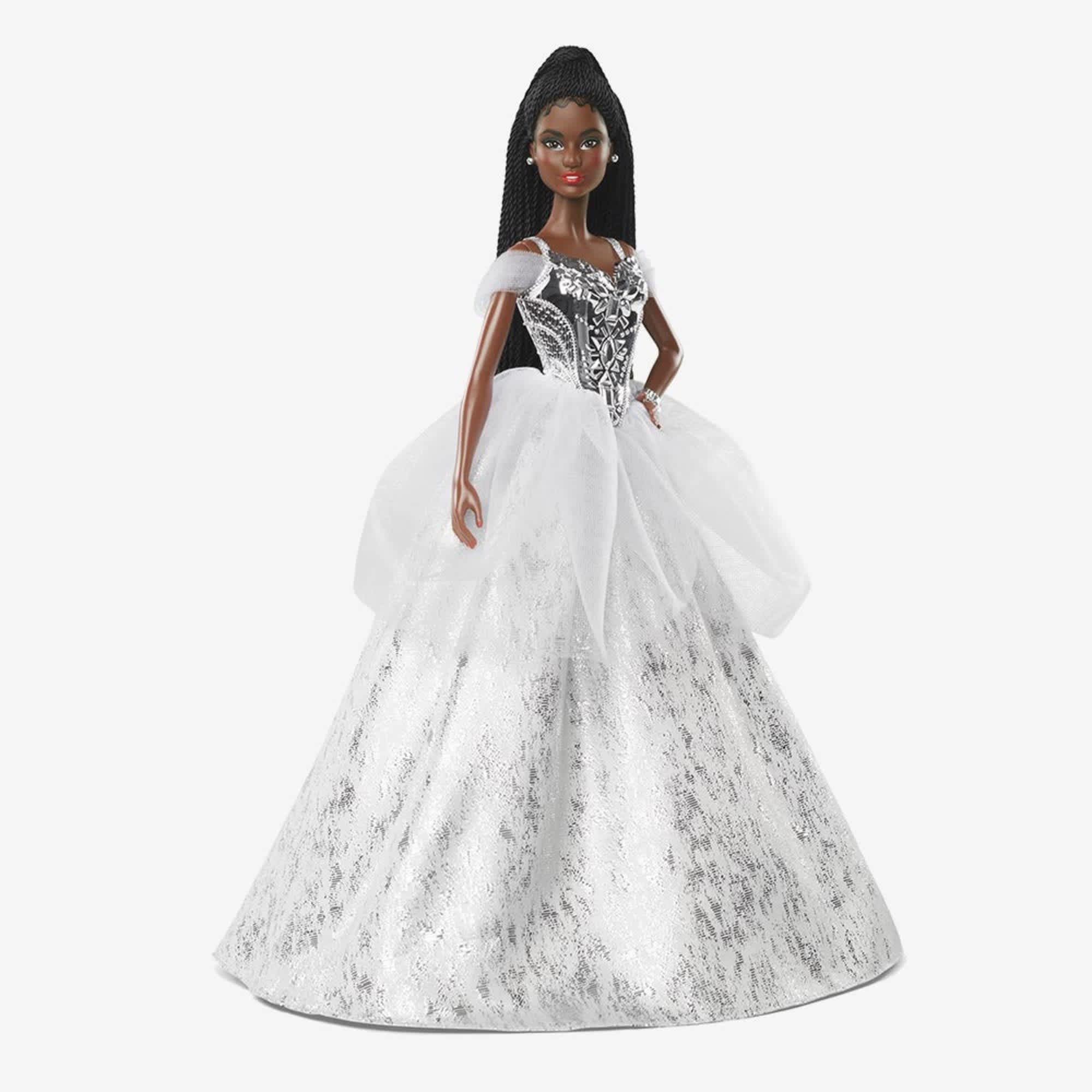 2021 Holiday Barbie Doll, Brunette Braids