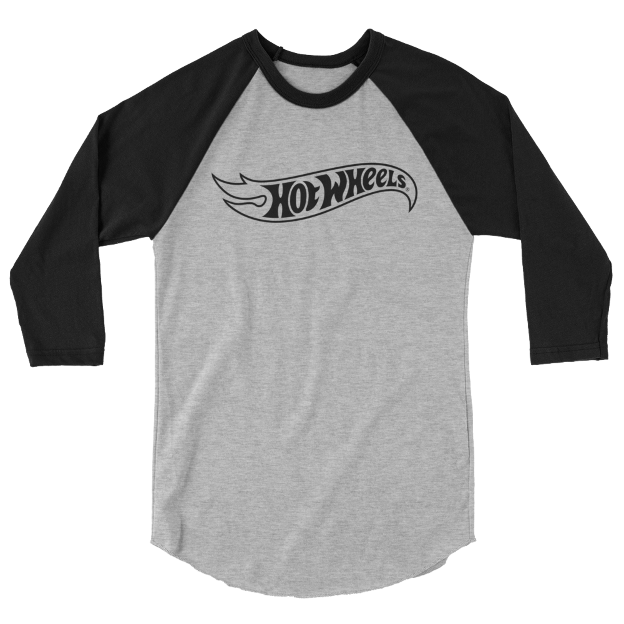 Hot Wheels Outline Logo 3/4 Sleeve Grey and Black Raglan Shirt