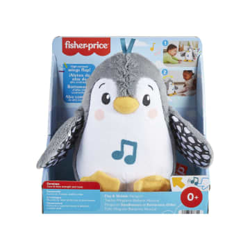 Fisher-Price Knuffelspeelgoed Voor Op De Buik Spelen, Wapper En Wiebel Pinguïn, Muzikaal Speelgoed Voor Baby'S
