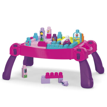 Mega Bloks mesa construye y aprende color rosa bloques de construcción de juguete
