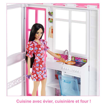 Barbie-Coffret Maison À 2 Niveaux, 4 Espaces De Jeu, Pour 2-7 Ans