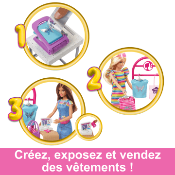 Barbie - Coffret Barbie Boutique Création - Poupée Mannequin - 5 Ans Et +
